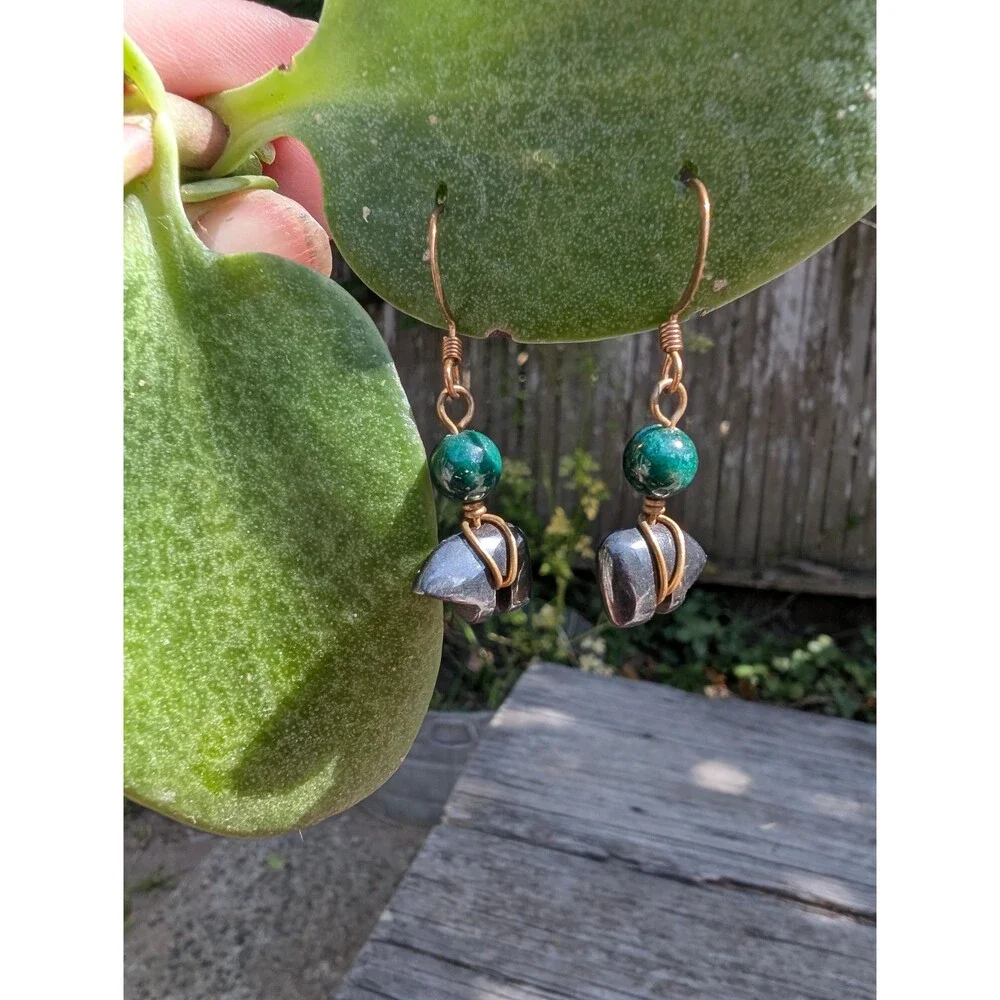 Vintage Hematite Bear Earrings; Southwestern Dangle Earrings